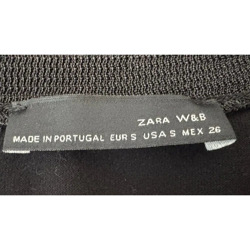 2/$25 Zara W&B Black Small Long Sleeve Top Round Neck Pullover - Picture 3 of 14